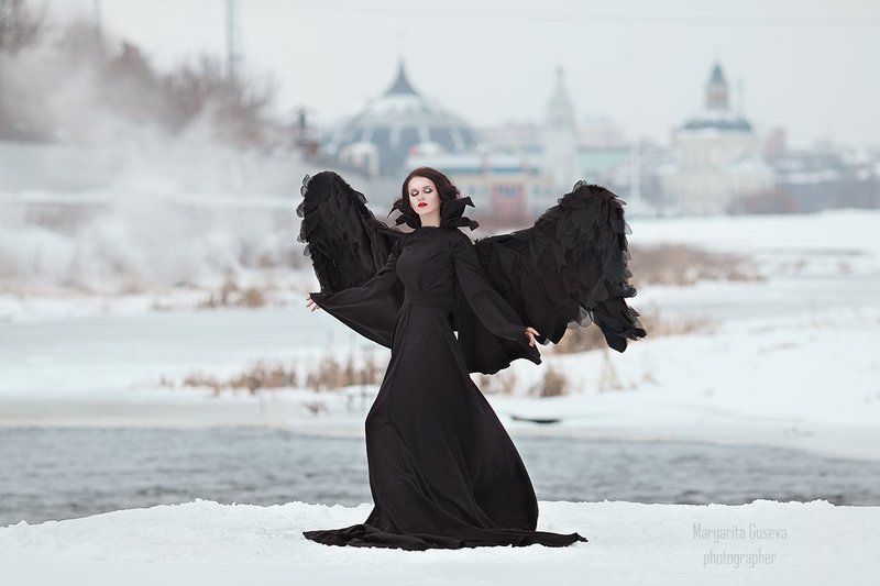 черный ангел black angel зима город храм церковь девушка крылья маргарита гусева Черный ангелphoto preview