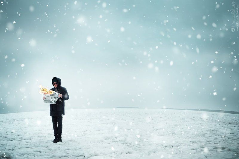 зима, мужской_портрет, портрет, огонь, лед ***photo preview