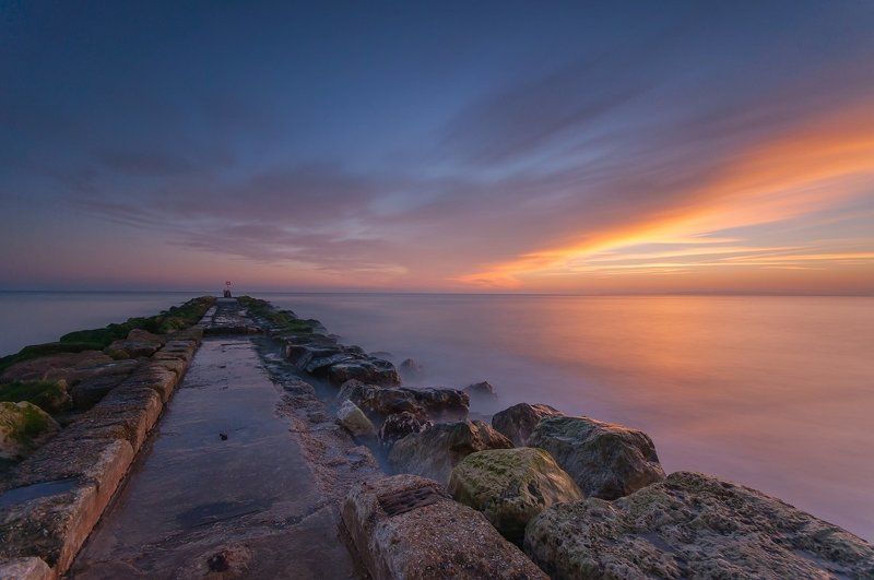 sunset, clouds, sea, pier, sky, sun, Sunsetphoto preview