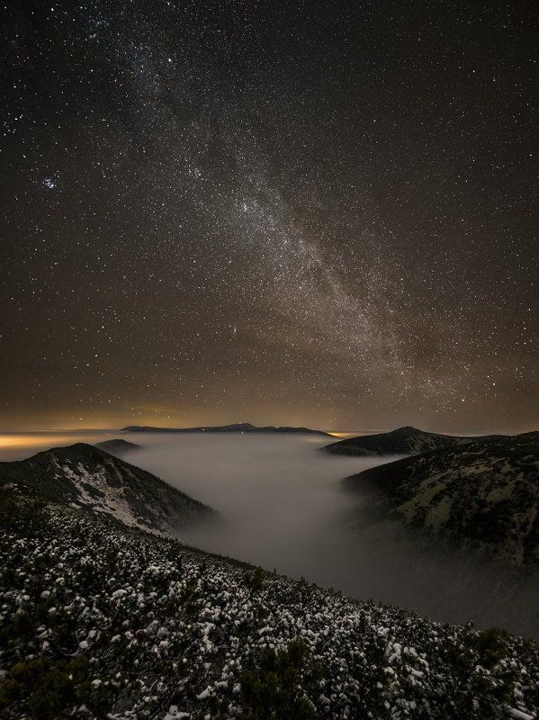 night, stars, krkonoše, milky way, milkyway Giant mountainsphoto preview