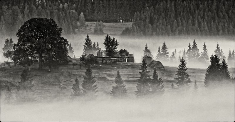 карпаты,	осень, поселок, туман, утор,	сенечив Там, за туманами...photo preview