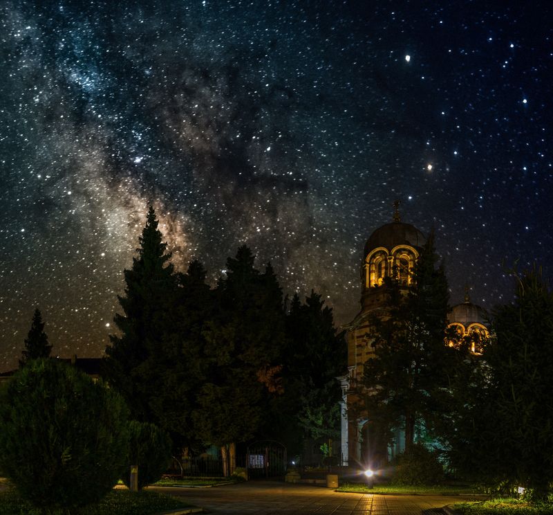 ceclii, lgg4, byala, bulgaria Church and Milky Way Byala Roussephoto preview