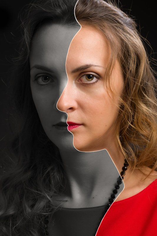 портрет, лицо, женщины, профиль Анфас и профильphoto preview