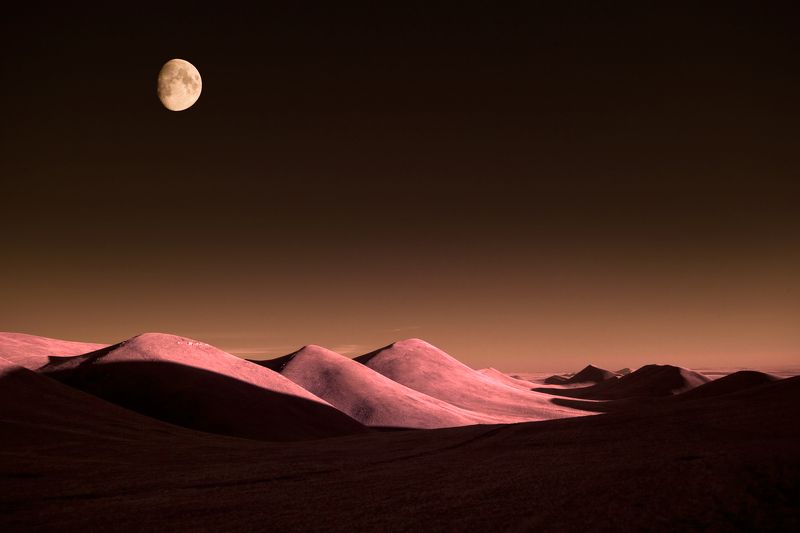 ir,infrared,moon,mountains,горы,луна,инфракрасный,фильтр,пейзаж, Горы и луна.photo preview