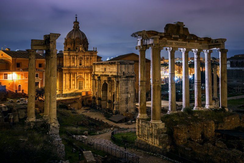 рим, италия, ночь, Tempio di Saturnophoto preview