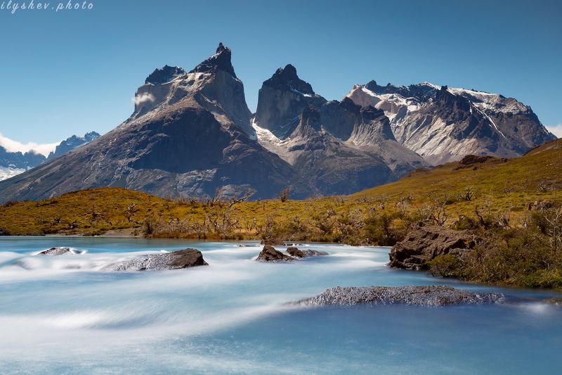 природа, пейзаж, река, горы, торрес дель пане, чили, патагония, южная америка, парк истинный бирюзовыйphoto preview