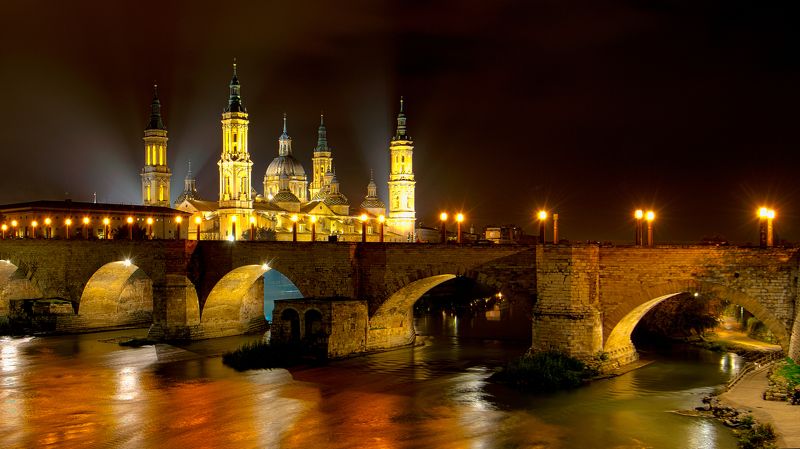 ebro , night ebro, ebro river, saragosa, zaragoza, spain Night Ebro.photo preview