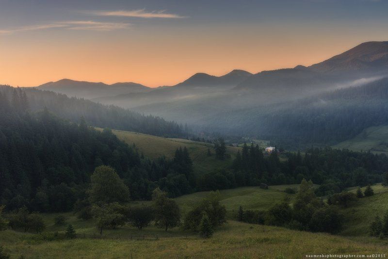 пейзаж, горы, природа, лес, небо, путешествия, красивый, лето, зеленый, украина, трава, дерево, фон, парк, естественный, луг, гора, сезон, красота, цвет, солнце, свет, свежий, карпатский, идиллический, карпаты, карпатские, синий, туризм, вид, холм, время, Карпаты. Летнее утро у села Дземброняphoto preview
