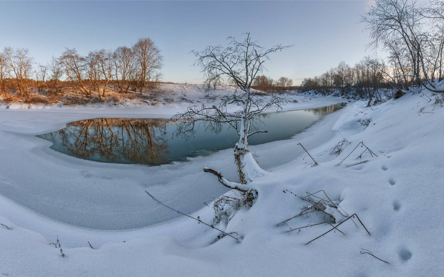 Утро на замерзающей реке. Автор: Николай Андреев , Николай Андреев