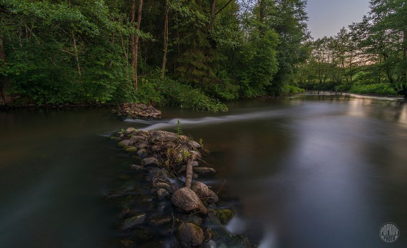 пороги река рассвет утро заморозка лес Ислочьphoto preview