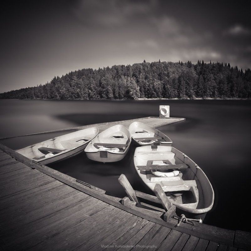 соловки, соловецкий архипелаг, причал, озера, лодка У причалаphoto preview