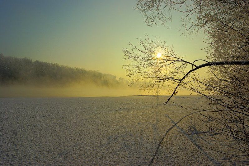 зима, река, иней Утро декабряphoto preview