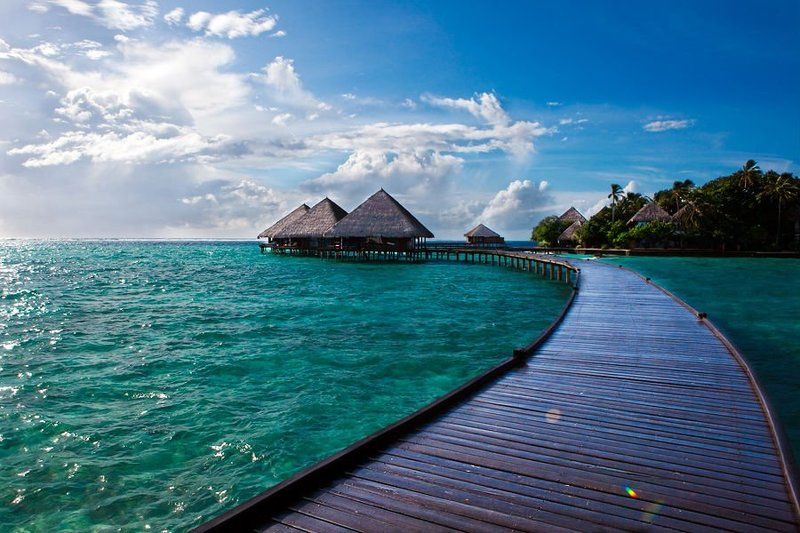 мальдивы, океан, мост, бунгало, пальмы, остров дорога в райphoto preview