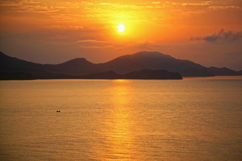 закат, море, солнце, вода, горы, крым, коктебель Корабликphoto preview