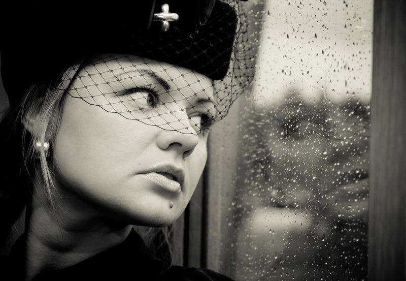 девушка, стекло, капли Прощай...photo preview