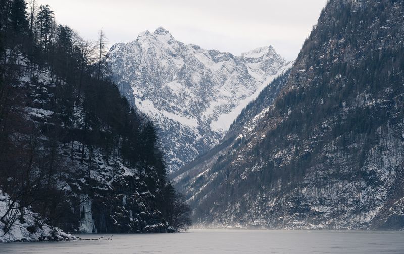 Alps, Germany, winter, frozen, lake, travel The Königssee lake in Bavaria, Germanyphoto preview