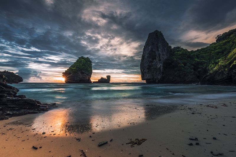 sunset, sand, beach, island, Thailand, octopus Nui beachphoto preview
