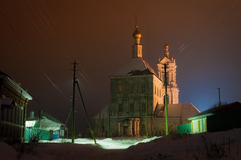 фото, ночь, зима, рязань, касимов, погост, архитектура, церковь Ночной Погостphoto preview