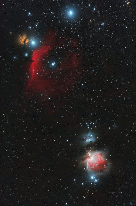 звезда альнитак, альнилам, голова лошади ic 434, barnard 33, туманность пламя ngc 2024, m42, m43, бегущий человек ngc 1977 Космос 1500 св. летphoto preview