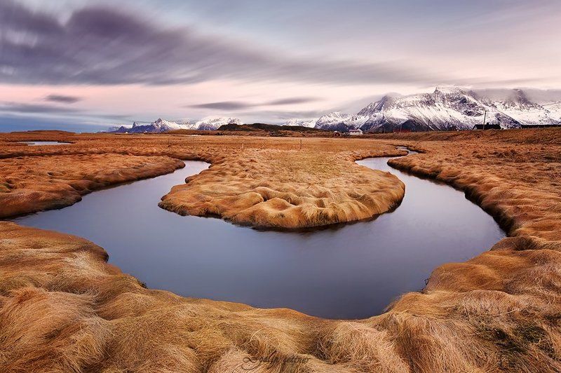 mountain, water nature, landscape, long exposure Fredvang Horseshoephoto preview