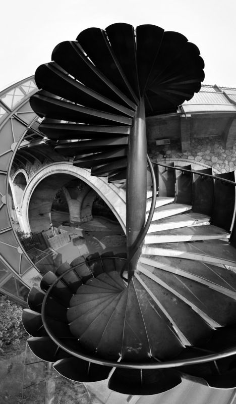 spiral, stairs, city, archtecture, exterior, escher, panorama, staircase Эшерескаphoto preview