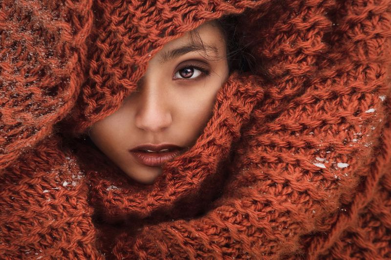 портрет, мулатка,шарф, photo preview