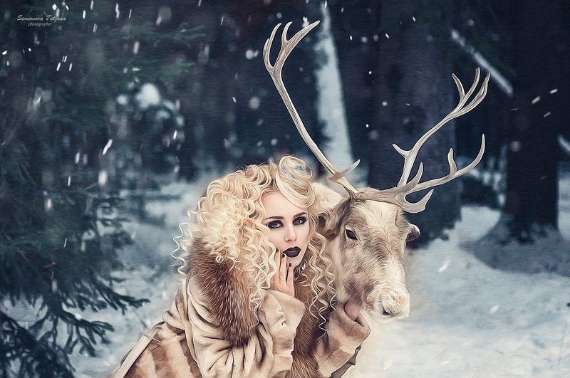 Олень, красота, зима, снег Оленья сказка photo preview