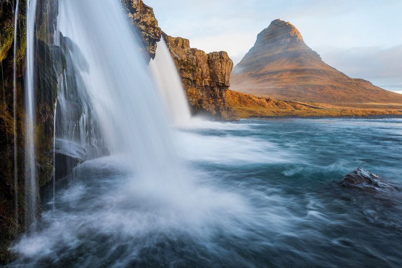 kirkjufellsfoss, исландия, водопад, рассвет, iceland Kirkjufellsfoss фото превью