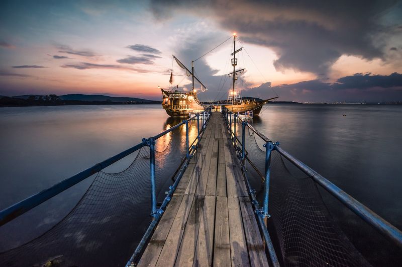 sunset, ship, love, summer, mood, landscape, sea, water Love shipphoto preview