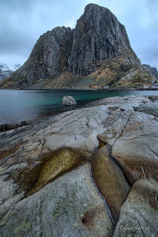 Lofoten, Norway, rocks, mountain, puddle Penguin and fishphoto preview