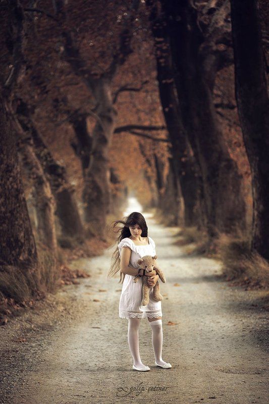 child, childhood, toy, girl, girls, pure, forest, concept, conceptual, innocent, autumn misplaced childhood 01photo preview