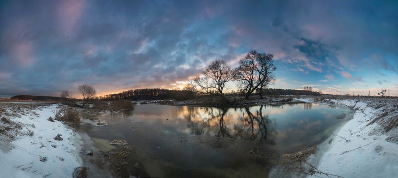 зима снег лес деревья беларусь небо февраль река рассвет контраст панорама ****photo preview