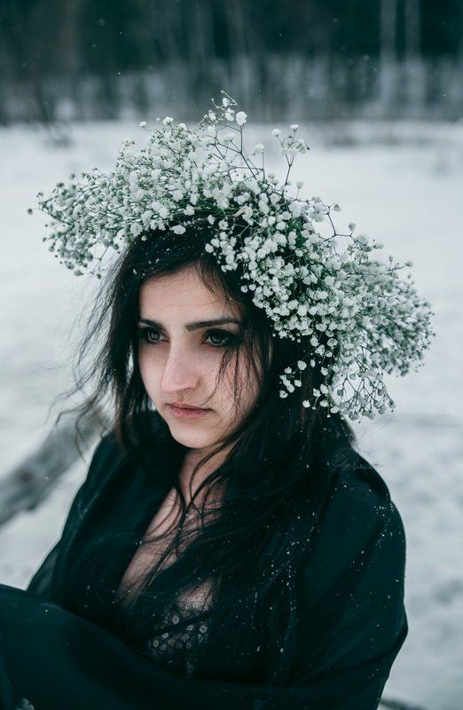 портрет, цветы, гипсофилы, снег Гипсофилыphoto preview