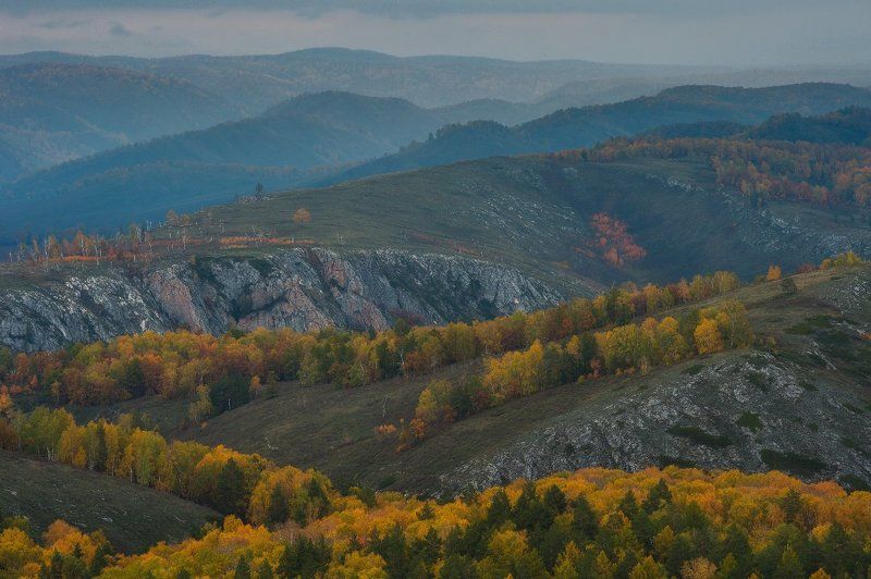 урал, горы, башкирия, осень, вечер, дождь, скалы photo preview