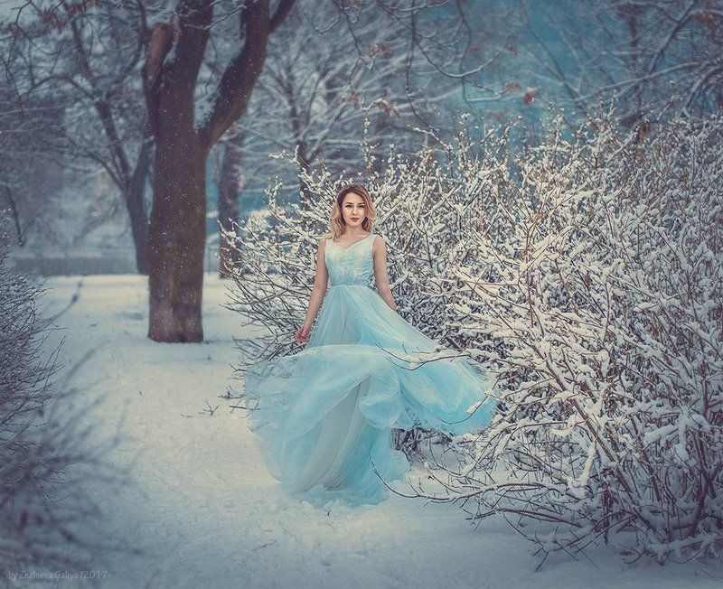 зима, снег, платье, портрет, девушка, сказка ...photo preview