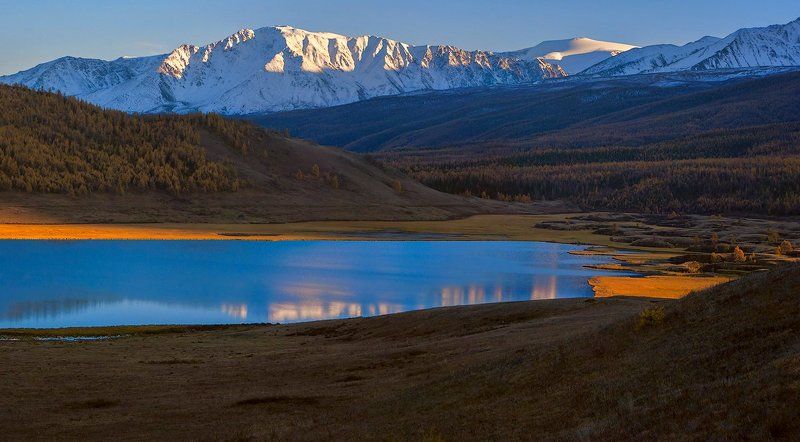 закат, озеро джангысколь, урочище ештыкель, горный алтай, республика алтай, кош-агачский район Закат на озере Джангыскольphoto preview
