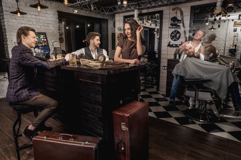 barbershop, hair, old, team, retro Barbershopphoto preview