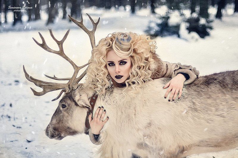 олень, зима, снег Оленья сказка photo preview