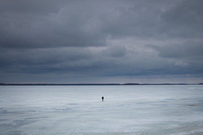 пейзаж, зима, снег, непогода, лед, дубна Одинphoto preview