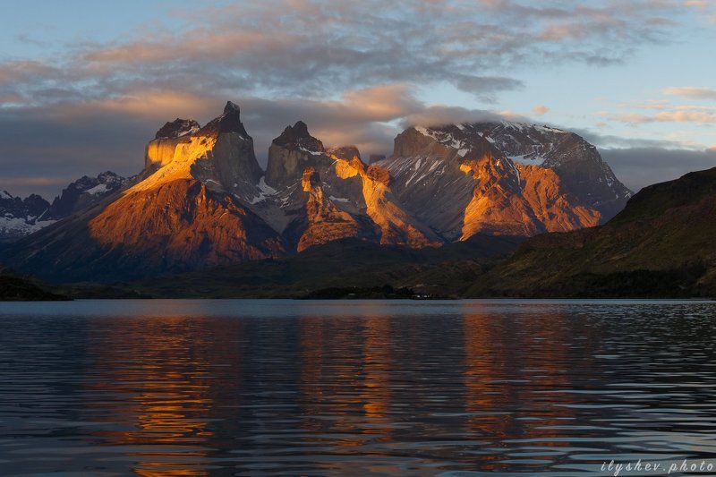 пейзаж, закат, Южная Америка, Патагония, Чили, Торрес дель Пайне, декабрьские закатыphoto preview