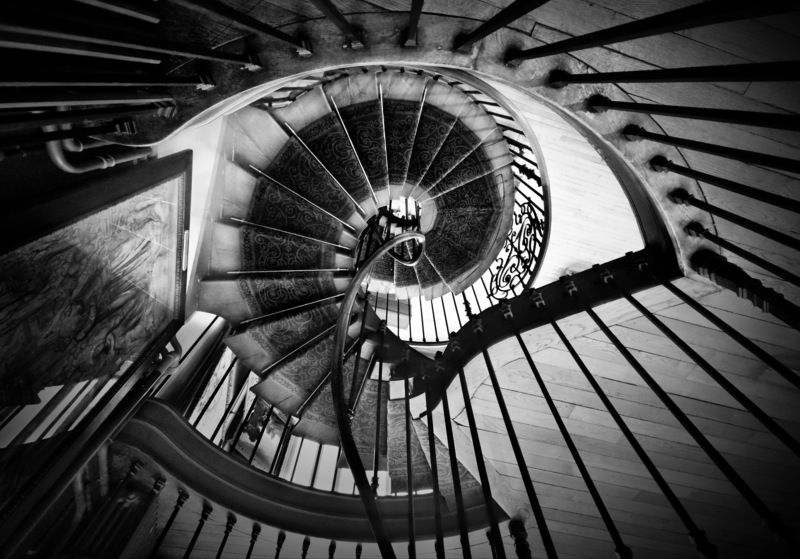 staircase, architecture, paris, interior, spiral, black and white, geometry, associations Зрю!photo preview