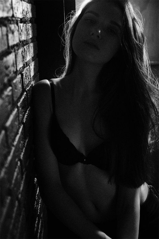 portrait, smile, studio, beauty, xt2, bw, bra, lingerie Вероникаphoto preview