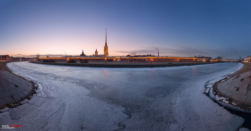 golubevphoto, Россия, город, СПб, Питер, Петербург, восход, утро, небо, зима, лед, крепость, Петропавловская, панорама, пейзаж, Russia, city, SPb, Petersburg, sunrise, morning, sky, winter ice, fortress, lanscape, panorama  Улыбка Петербургаphoto preview