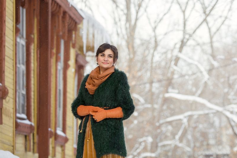 зима девушка собаки Светланаphoto preview