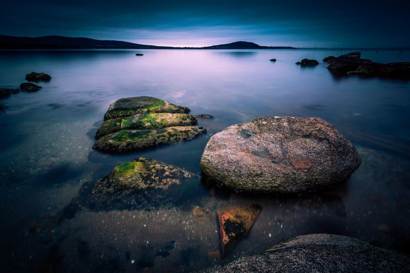 sea, water, rock, blue hour, landscape, long exposure Blue hourphoto preview
