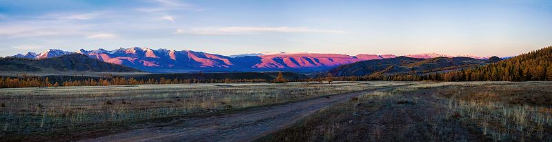 вечер, закат, курайская степь, курайский хребет, горный алтай Маджетовый закат в Курайской степиphoto preview