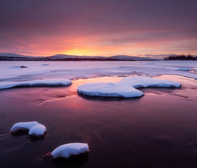 lapland, finland, polar,sunset Закат в лапландииphoto preview