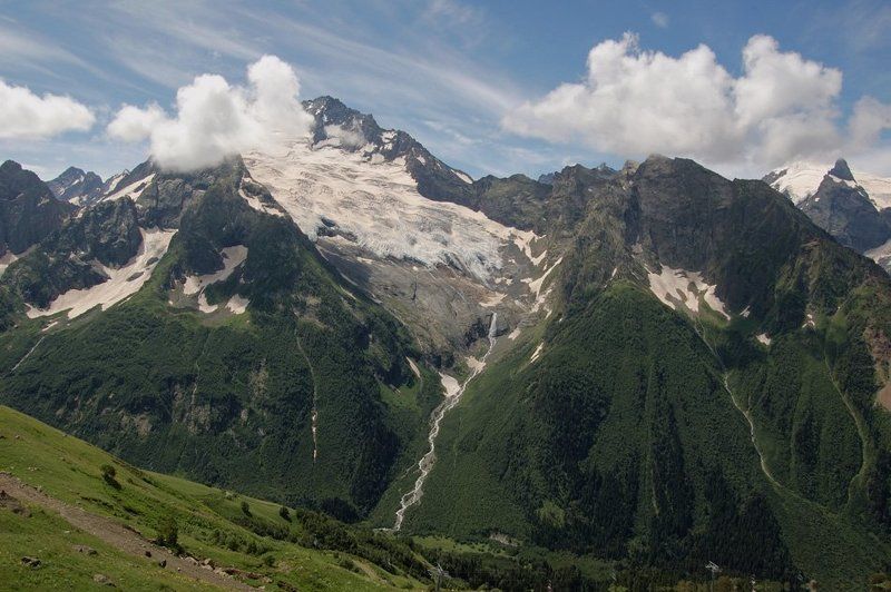 горы, пейзаж, кавказ, домбай, небо, ледники, облака, снег Домбайphoto preview