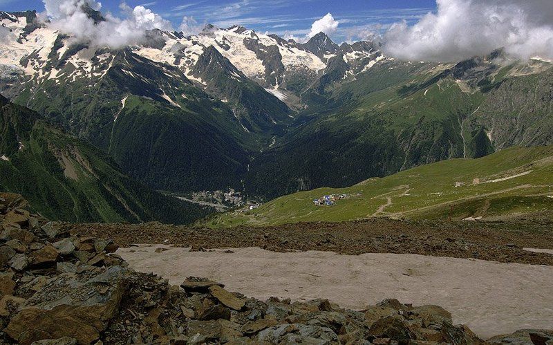 горы, пейзаж, кавказ, домбай, небо, ледники, облака, снег Домбайphoto preview