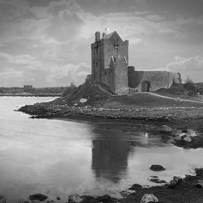 dunguaire castle, ireland, castle, lake, river, black & white, fine art, Dunguaire Castle - Irelandphoto preview